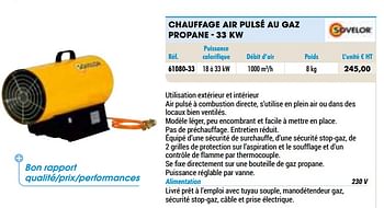 Promoties Chauffage air pulsé au gaz propane - Sovelor - Geldig van 01/01/2021 tot 31/12/2021 bij Master Pro