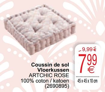 Promoties Coussin de sol vloerkussen artchic rose - Huismerk - Cora - Geldig van 26/01/2021 tot 08/02/2021 bij Cora