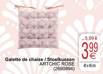 Promoties Galette de chaise - stoelkussen artchic rose - Huismerk - Cora - Geldig van 26/01/2021 tot 08/02/2021 bij Cora
