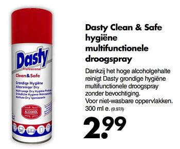 Dasty Dasty clean + safe hygiëne multifunctionele droogspray - Promotie bij  Wibra