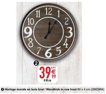 Promoties Horloge murale en bois brut - wandklok in ruw hout - Huismerk - Cora - Geldig van 26/01/2021 tot 08/02/2021 bij Cora