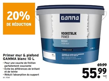 Promotions Primer mur + plafond gamma blanc - Gamma - Valide de 03/02/2021 à 16/02/2021 chez Gamma