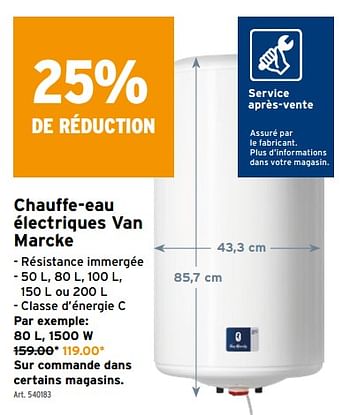 Promoties Chauffe-eau électriques van marcke - Van Marcke - Geldig van 03/02/2021 tot 16/02/2021 bij Gamma