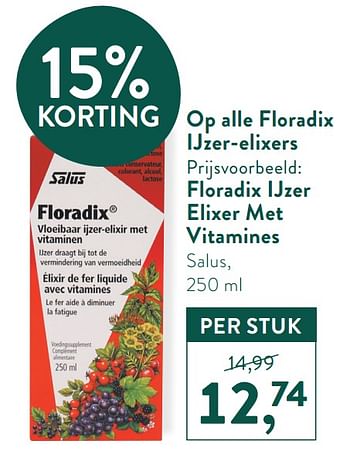 Kreunt bloem sessie Salus Op alle floradix ijzer-elixers floradix ijzer elixer met vitamines -  Promotie bij Holland & Barret