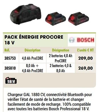 Promotions Bosch pack énergie procore 18 v - Bosch - Valide de 01/01/2021 à 31/12/2021 chez Master Pro