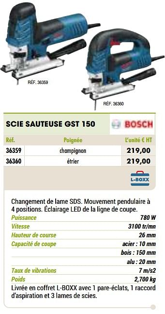 Promotions Bosch scie sauteuse gst 150 - Bosch - Valide de 01/01/2021 à 31/12/2021 chez Master Pro