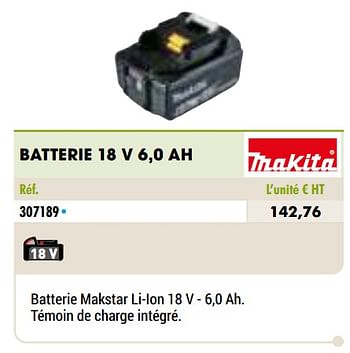 Promotions Makita batterie 18 v 6,0 ah - Makita - Valide de 01/01/2021 à 31/12/2021 chez Master Pro