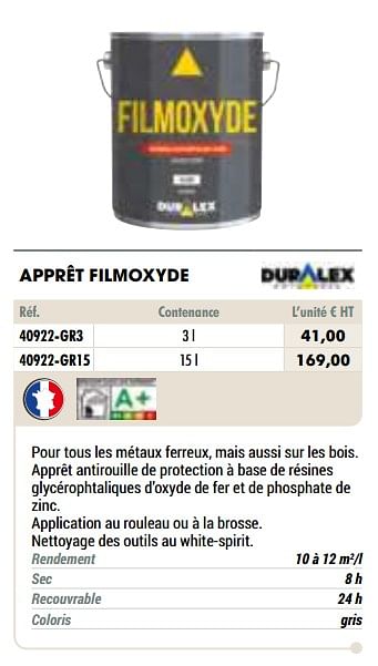 Promoties Apprêt filmoxyde - Duralex - Geldig van 01/01/2021 tot 31/12/2021 bij Master Pro