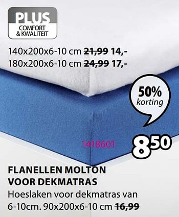 Promoties Flanellen molton voor dekmatras - Huismerk - Jysk - Geldig van 25/01/2021 tot 31/01/2021 bij Jysk