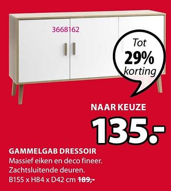 Promoties Gammelgab dressoir - Huismerk - Jysk - Geldig van 25/01/2021 tot 31/01/2021 bij Jysk