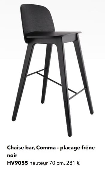 Promotions Chaise bar, comma - placage frêne noir hv9055 - Huismerk - Kvik - Valide de 01/01/2021 à 31/12/2021 chez Kvik Keukens
