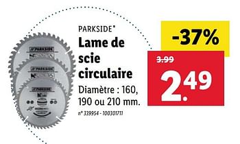 Promotions Lame de scie circulaire - Parkside - Valide de 01/02/2021 à 28/02/2021 chez Lidl