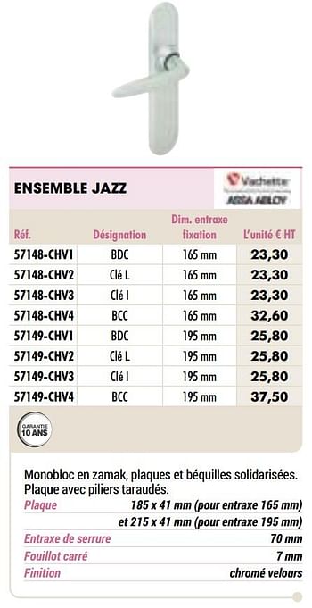 Promotions Ensemble jazz - Assa Abloy France S.A.S. - Valide de 01/01/2021 à 31/12/2021 chez Master Pro