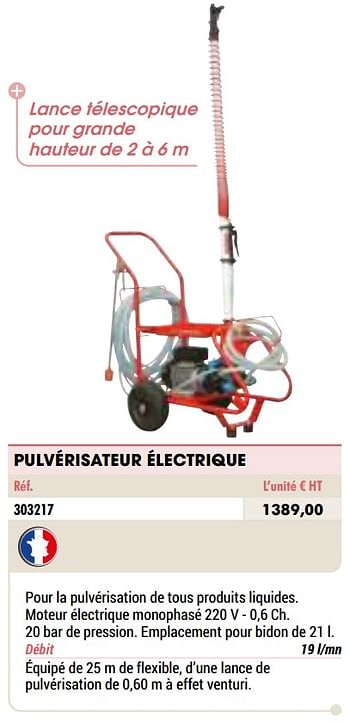 Promotions Pulvérisateur électrique - Produit Maison - Master Pro - Valide de 01/01/2021 à 31/12/2021 chez Master Pro