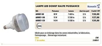 Promotions Lampe led donut haute puissance - Kosnic - Valide de 01/01/2021 à 31/12/2021 chez Master Pro