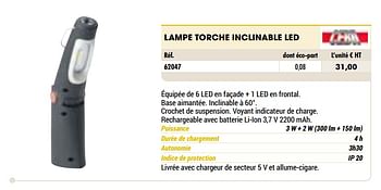 Promoties Lampe torche inclinable led - Ceba - Geldig van 01/01/2021 tot 31/12/2021 bij Master Pro