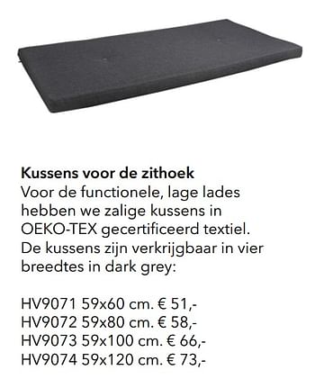 Promotions Kussens voor de zithoek hv9071 - Huismerk - Kvik - Valide de 01/01/2021 à 31/12/2021 chez Kvik Keukens