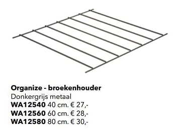 Promoties Organize - broekenhouder donkergrijs metaal wa12540 - Huismerk - Kvik - Geldig van 01/01/2021 tot 31/12/2021 bij Kvik Keukens