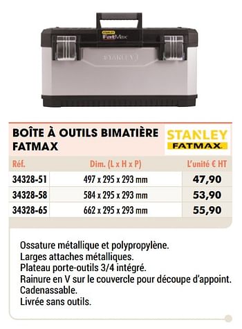 Promotions Boîte à outils bimatière fatmax - Stanley - Valide de 01/01/2021 à 31/12/2021 chez Master Pro