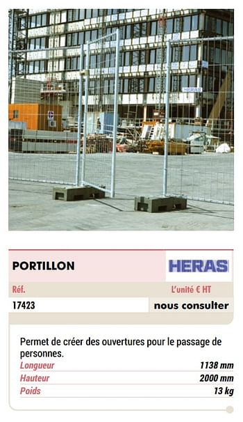 Promotions Portillon - Heras - Valide de 01/01/2021 à 31/12/2021 chez Master Pro