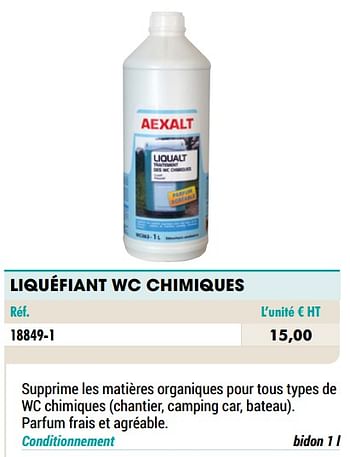 Promoties Liquéfiant wc chimiques - Aexalt - Geldig van 01/01/2021 tot 31/12/2021 bij Master Pro