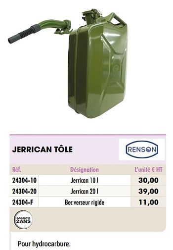 Promoties Jerrican t - Renson - Geldig van 01/01/2021 tot 31/12/2021 bij Master Pro