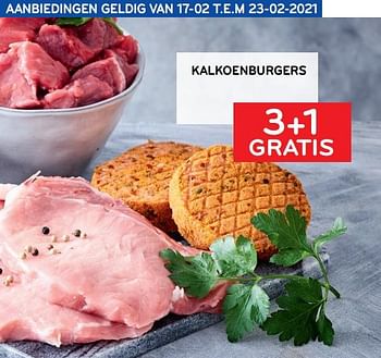 Promoties 3+1 gratis kalkoenburgers - Huismerk - Alvo - Geldig van 17/02/2021 tot 23/02/2021 bij Alvo