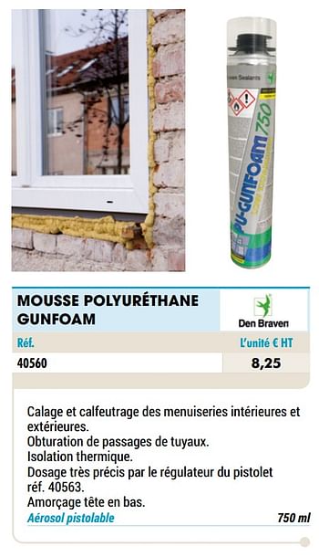 Promotions Mousse polyuréthane gunfoam - Den Braven - Valide de 01/01/2021 à 31/12/2021 chez Master Pro