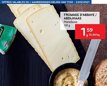 Promoties Fromage d`abbaye maredsous - Huismerk - Alvo - Geldig van 17/02/2021 tot 23/02/2021 bij Alvo