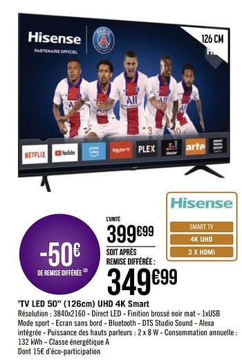 Promotions Hisense tv led 50`` uhd 4k smart - Hisense - Valide de 01/02/2021 à 28/02/2021 chez Géant Casino