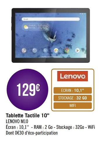 Promoties Tablette tactile 10`` lenovo m10 - Lenovo - Geldig van 01/02/2021 tot 28/02/2021 bij Géant Casino