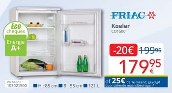 Promoties Friac koeler co1500 - Friac - Geldig van 01/02/2021 tot 28/02/2021 bij Eldi