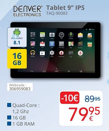 Promoties Denver electronics tablet 9`` ips taq-90083 - Denver Electronics - Geldig van 01/02/2021 tot 28/02/2021 bij Eldi