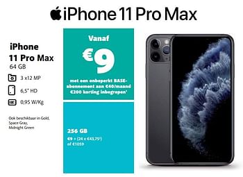 Promoties Apple iphone 11 pro max 256 gb - Apple - Geldig van 01/02/2021 tot 28/02/2021 bij Base