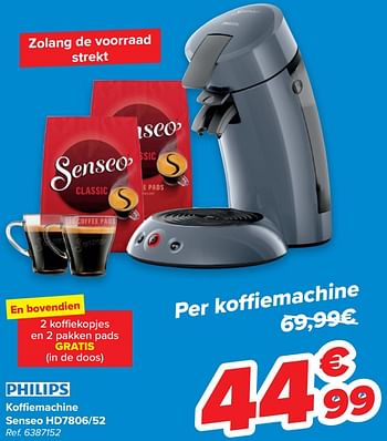 Promoties Philips koffiemachine senseo hd7806-52 - Philips - Geldig van 03/02/2021 tot 08/02/2021 bij Carrefour