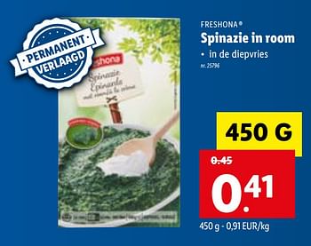 Freshona Spinazie In Room En Promotion Chez Lidl