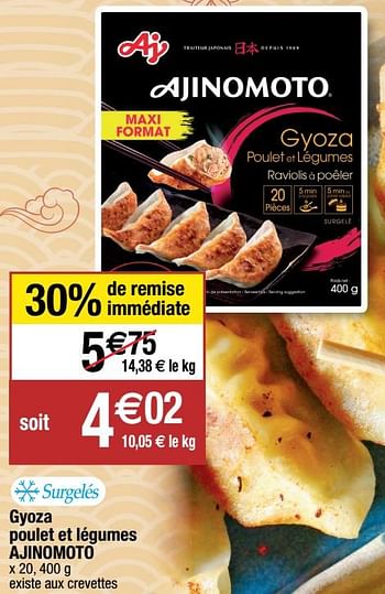 Promotions Gyoza poulet et légumes ajinomoto - Ajinomoto  - Valide de 02/02/2021 à 14/02/2021 chez Migros
