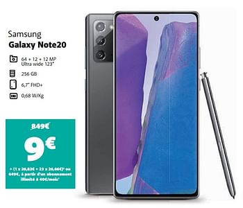 Promotions Samsung galaxy note20 - Samsung - Valide de 01/02/2021 à 28/02/2021 chez Base