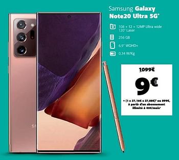 Promotions Samsung galaxy note20 ultra 5g - Samsung - Valide de 01/02/2021 à 28/02/2021 chez Base
