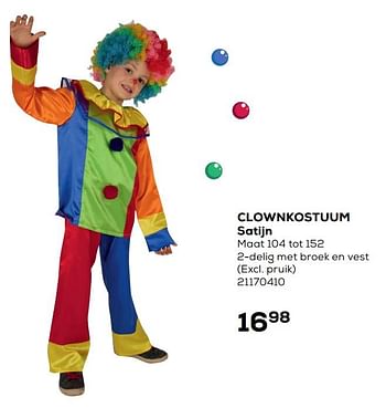 Promoties Clownkostuum satijn - Huismerk - Supra Bazar - Geldig van 02/02/2021 tot 02/03/2021 bij Supra Bazar