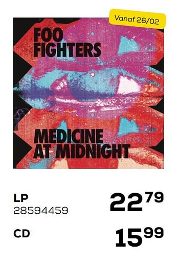 Promoties Foo fighters medicine at midnight lp - Huismerk - Supra Bazar - Geldig van 02/02/2021 tot 02/03/2021 bij Supra Bazar