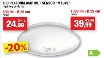 Promoties Led plafondlamp met sensor mauve - Philips - Geldig van 03/02/2021 tot 14/03/2021 bij Hubo