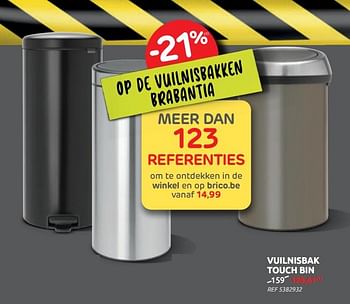 Promoties Vuilnisbak touch bin - Brabantia - Geldig van 10/02/2021 tot 01/03/2021 bij Brico