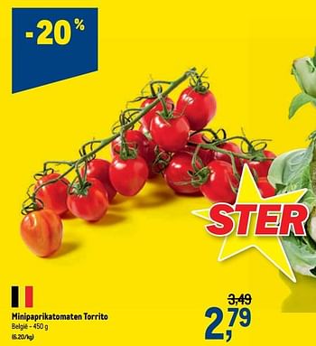 Promoties Minipaprikatomaten torrito - Huismerk - Makro - Geldig van 10/02/2021 tot 23/02/2021 bij Makro