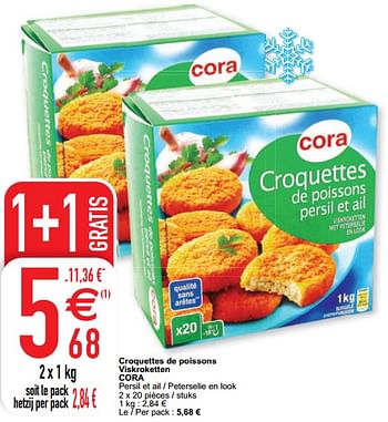 Promoties Croquettes de poissons viskroketten cora - Huismerk - Cora - Geldig van 09/02/2021 tot 15/09/2021 bij Cora