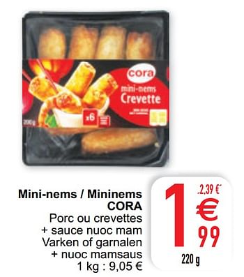 Promoties Mini-nems - mininems cora - Huismerk - Cora - Geldig van 09/02/2021 tot 15/09/2021 bij Cora