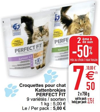 Promoties Croquettes pour chat kattenbrokjes perfect fit - Perfect Fit  - Geldig van 09/02/2021 tot 15/09/2021 bij Cora