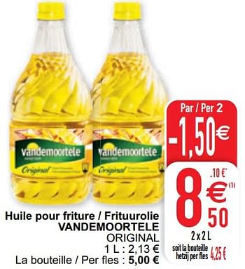 Promoties Huile pour friture - frituurolie vandemoortele original - Vandemoortele - Geldig van 09/02/2021 tot 15/09/2021 bij Cora