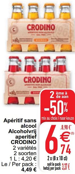 Promoties Apéritif sans alcool alcoholvrij aperitief crodino - Crodino - Geldig van 09/02/2021 tot 15/09/2021 bij Cora