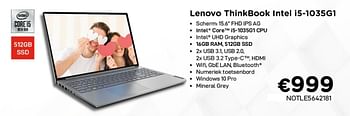 Promoties Lenovo thinkpadbook intel i5-1035g1 - Lenovo - Geldig van 01/02/2021 tot 28/02/2021 bij Compudeals